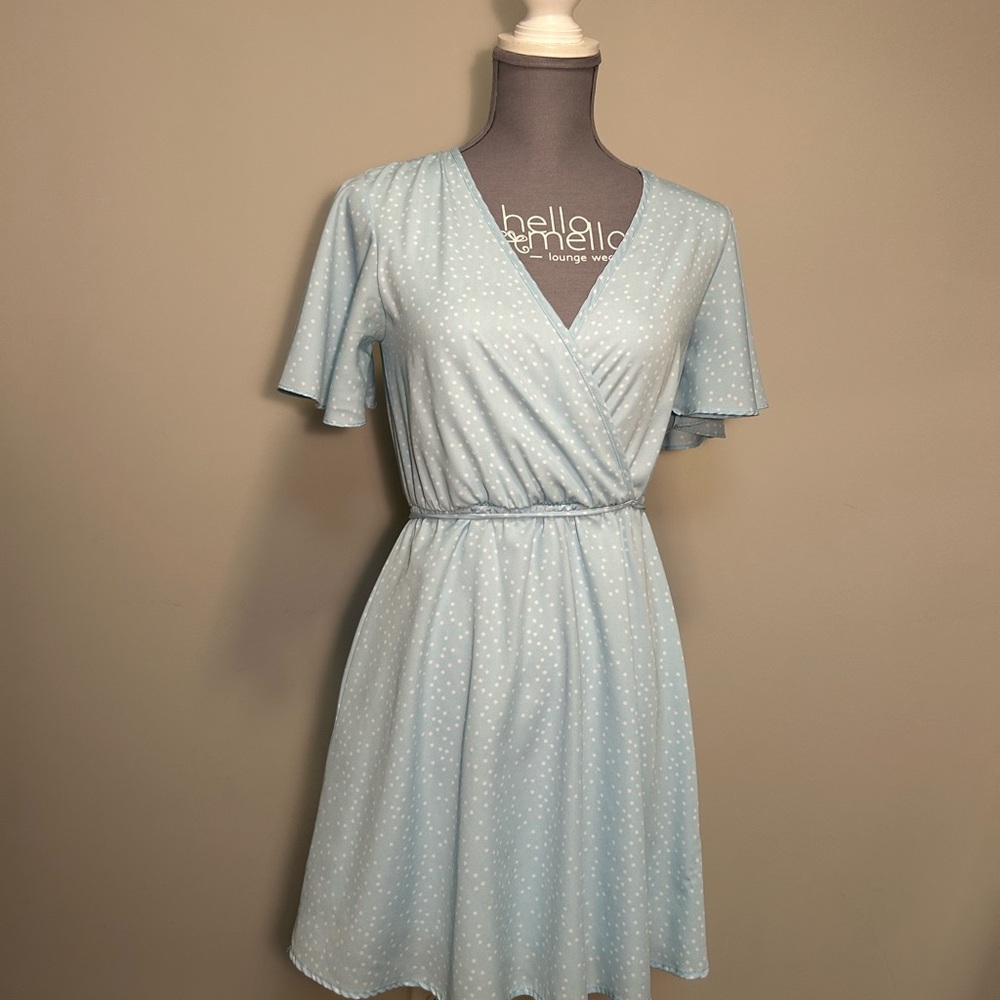 Green Wrap Sundress with Flutter Sleeves